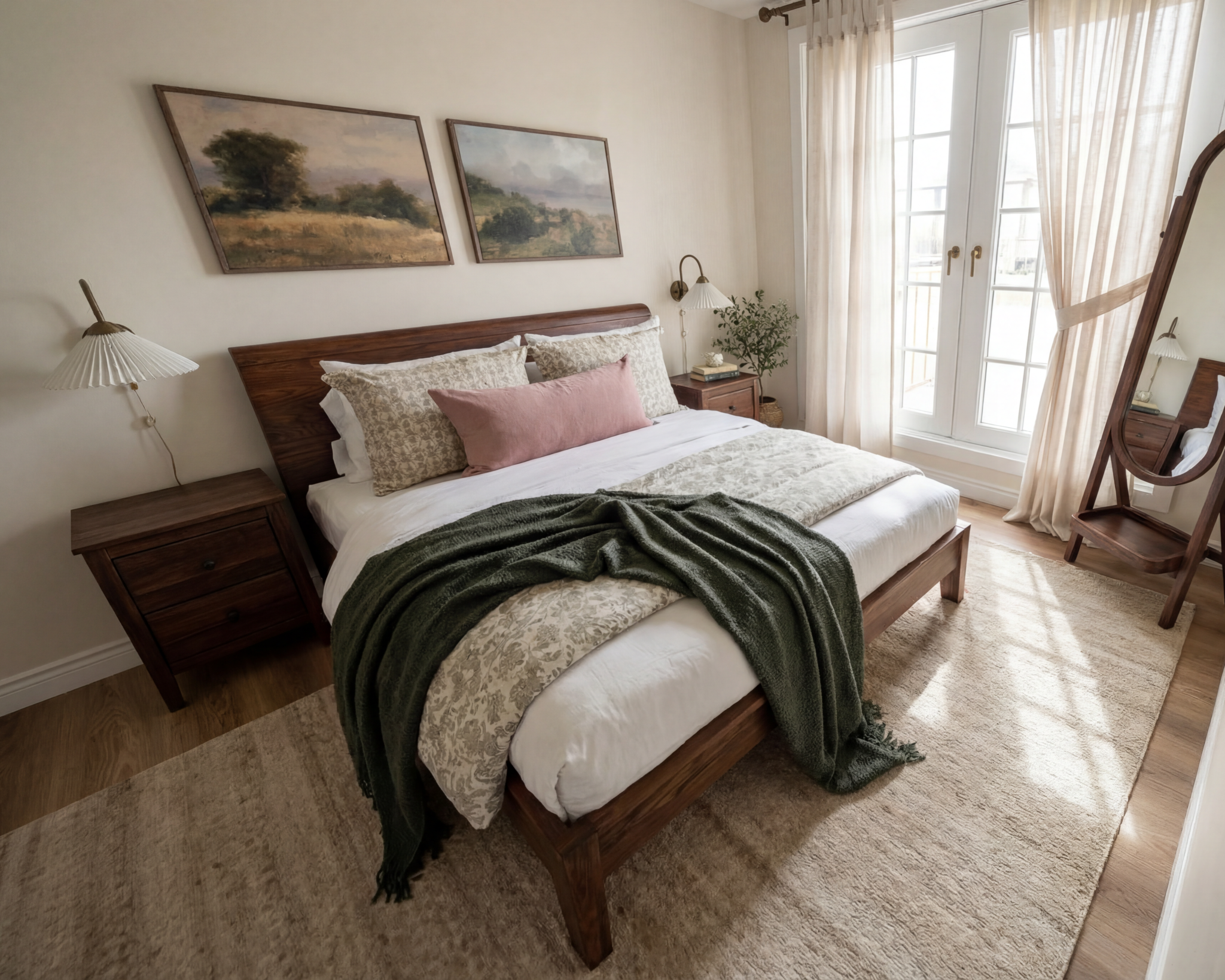 Visualización 3D de un dormitorio vintage con carácter